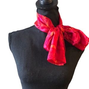 LIZ CLAIBORNE LONG SILK SCARF RED AND YELLOW